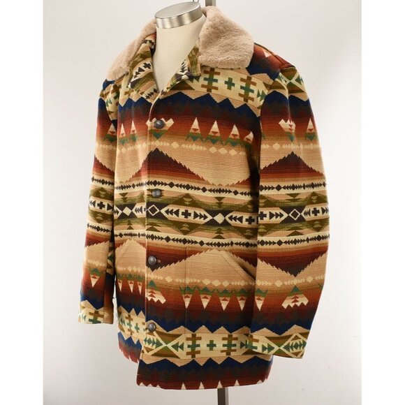 Pendleton Mens Solstice Canyon Brownsville Wool Blend Shearling Collar Coat XL - Picture 1 of 4